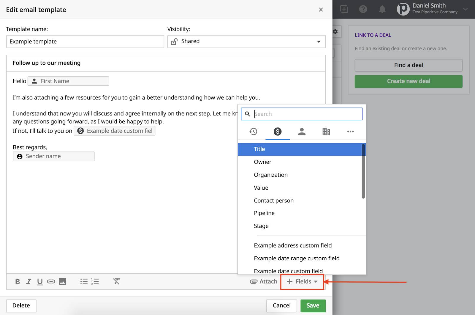 Edit email template